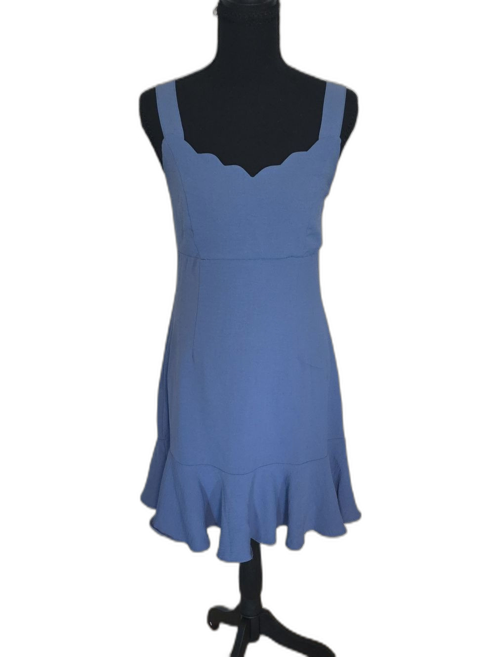 Altar'd State Periwinkle Scallop Neck Ruffle Mini Dress